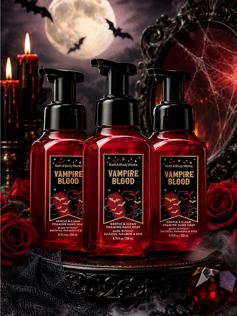 Bath & Body Works NEW Vampire Blood Foaming Hand Soap Lot of 3 Halloween